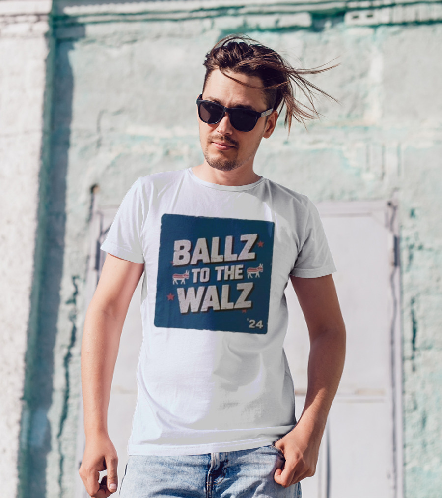 Ballz To The Walz 2024 Election Campaign With Political Donkey T-Shirt
