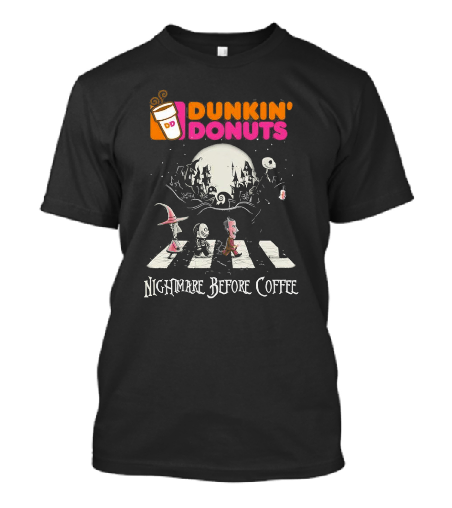 Dunkin Donuts Nightmare Before Coffee Abbey Road Halloween T-Shirt