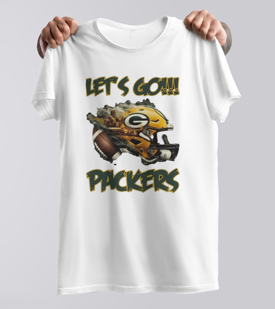 Let’s Go Packers Helmet Green Bay Football Match T-Shirt