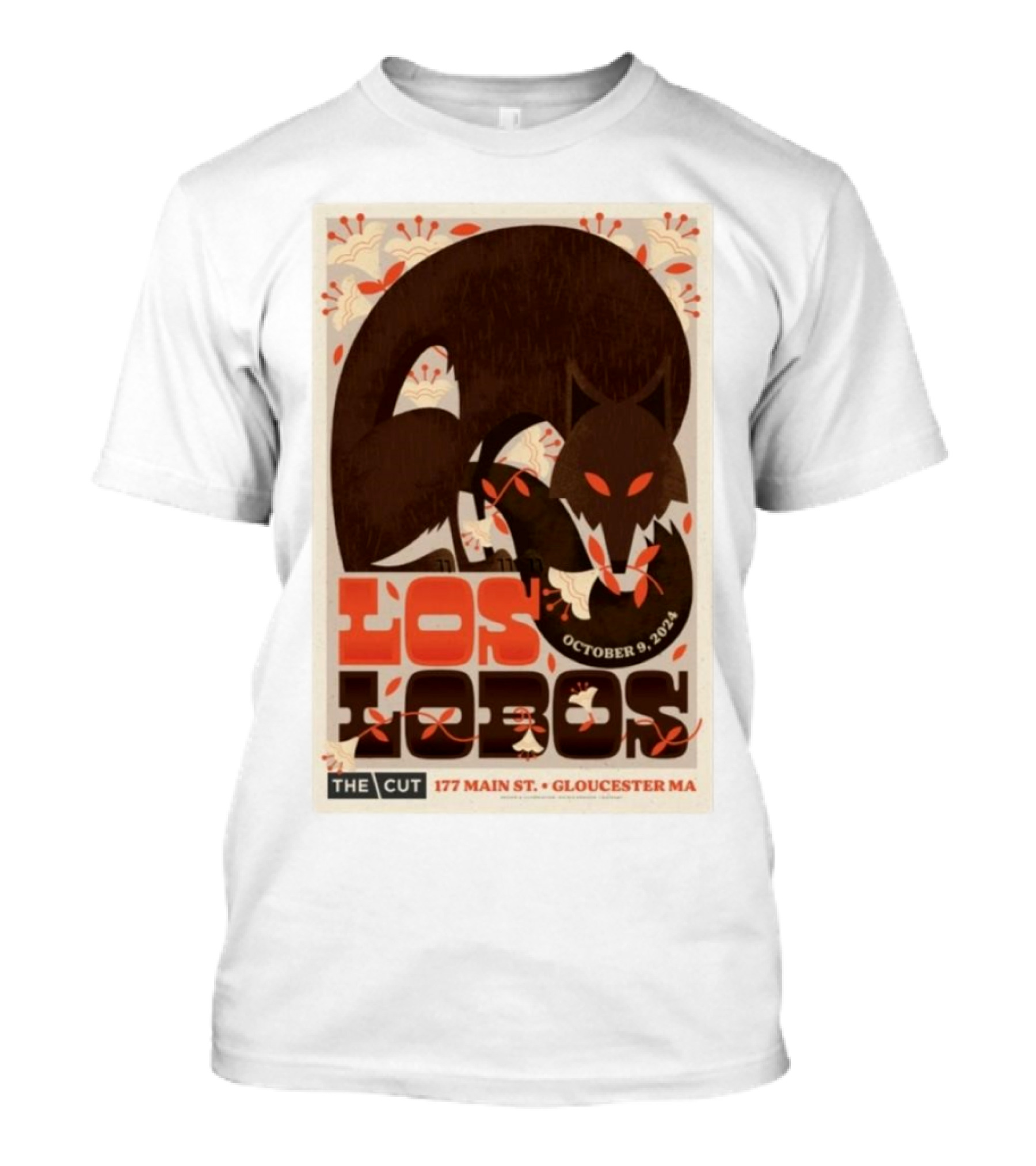 Los Lobos October 9 2024 The Cut Gloucester MA 177 Main St T-Shirt
