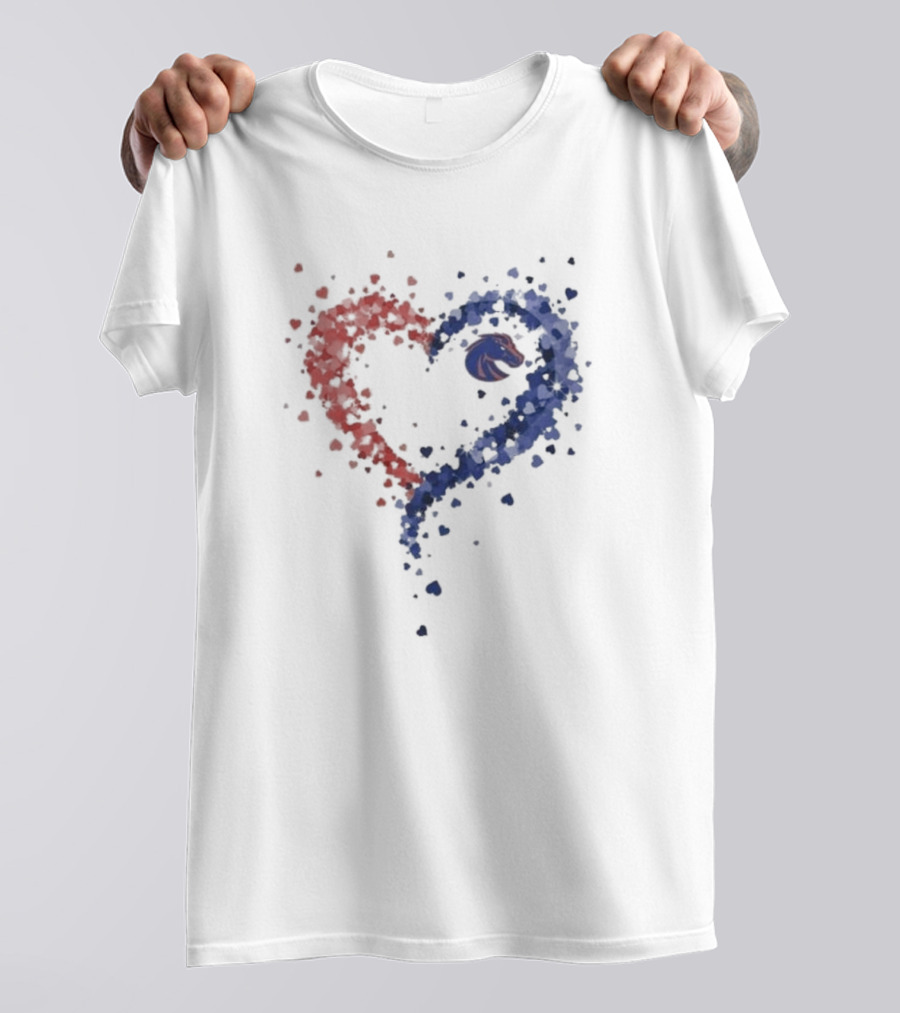 Passion Heart Boise State Broncos 2024 Blue Red Heart T-Shirt