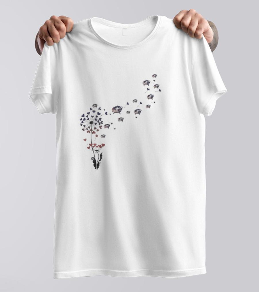 Columbus Blue Jackets Dandelion Floral Butterfly Iconic Emblem T-Shirt