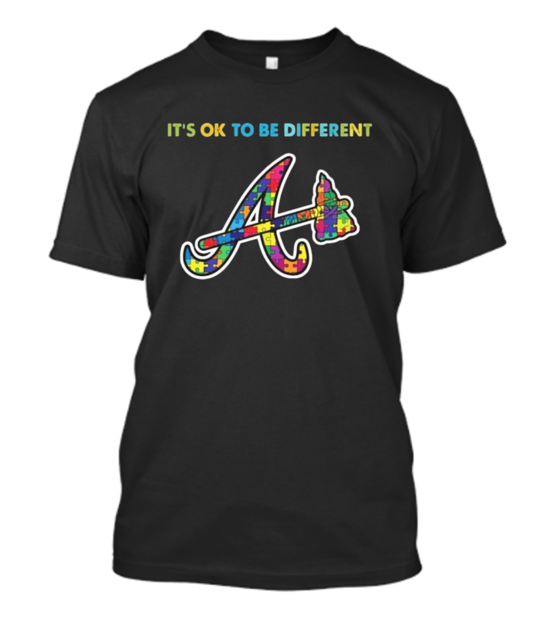 Atlanta Braves It’s Ok To Be Different Autism 2024 Puzzle Piece T-Shirt