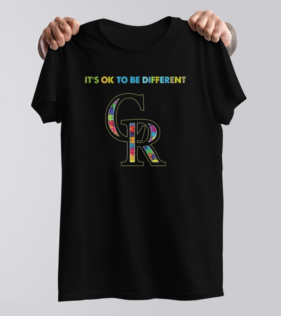 IT'S OK TO BE DIFFERENT MLB Colorado Rockies Autism T-Shirt