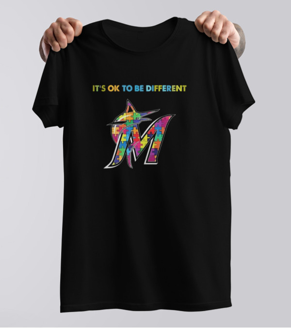 MLB Miami Marlins It's Ok To Be Different Autism 2024 Puzzle T-Shirt