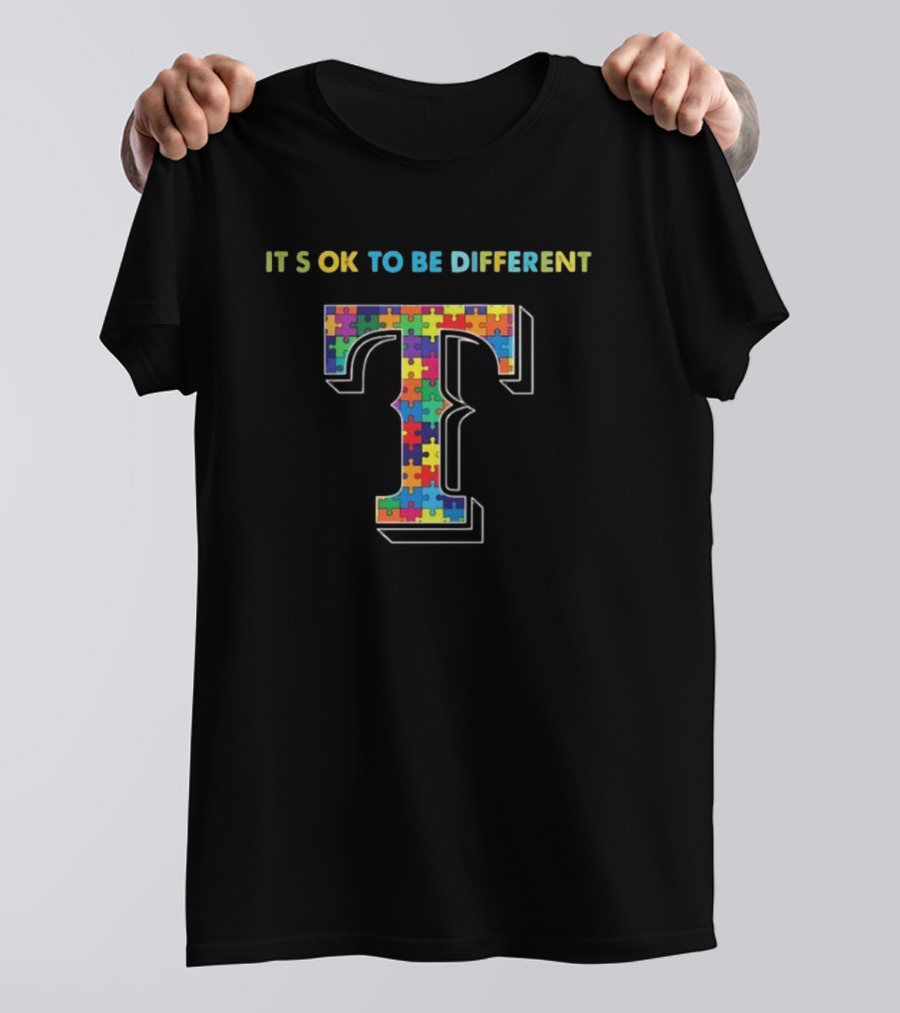 MLB Texas Rangers Autism Awareness 2024 It's OK To Be Different Puzzle T T-Shirt