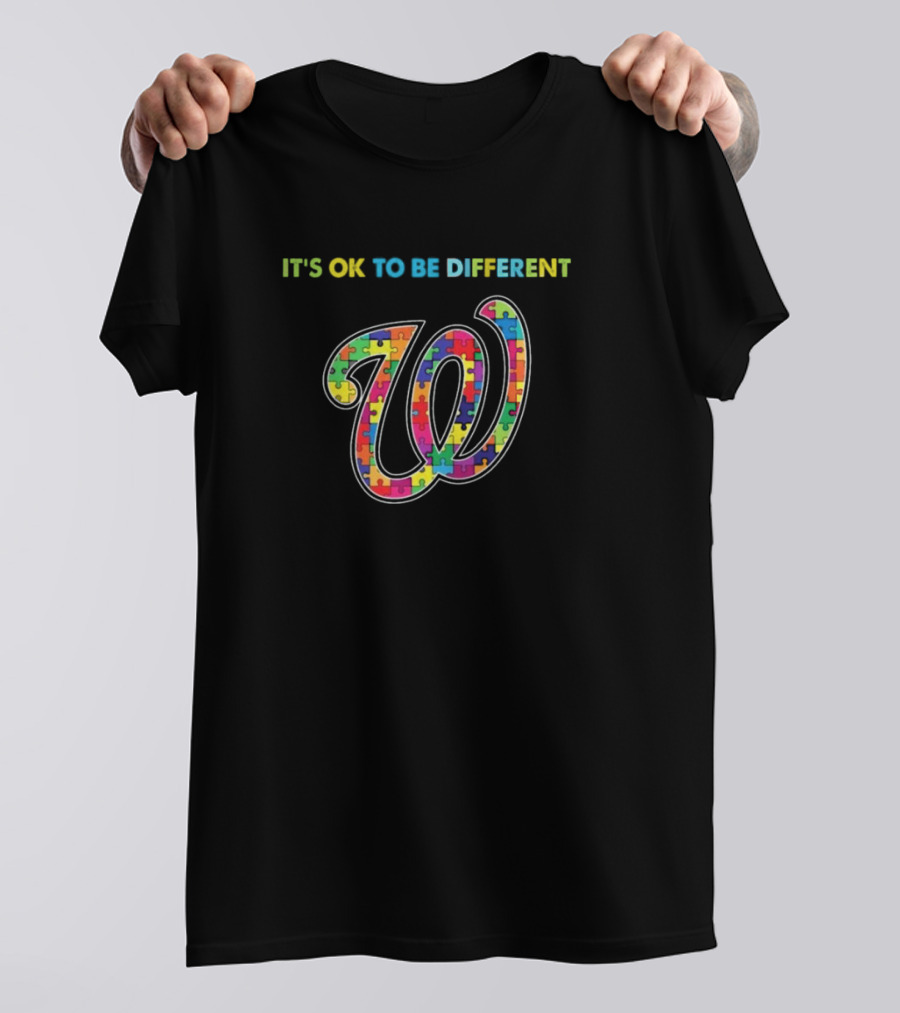 Washington Nationals It's OK To Be Different Autism 2024 Puzzle T-Shirt