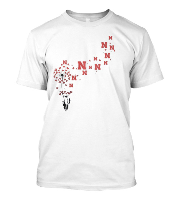 Nebraska Cornhuskers Dandelion Hearts And Ns T-Shirt
