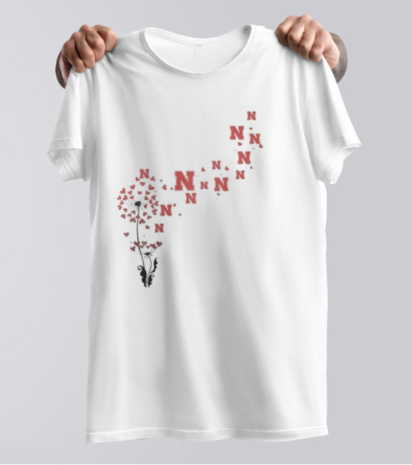 Nebraska Cornhuskers Dandelion Hearts And Ns T-Shirt