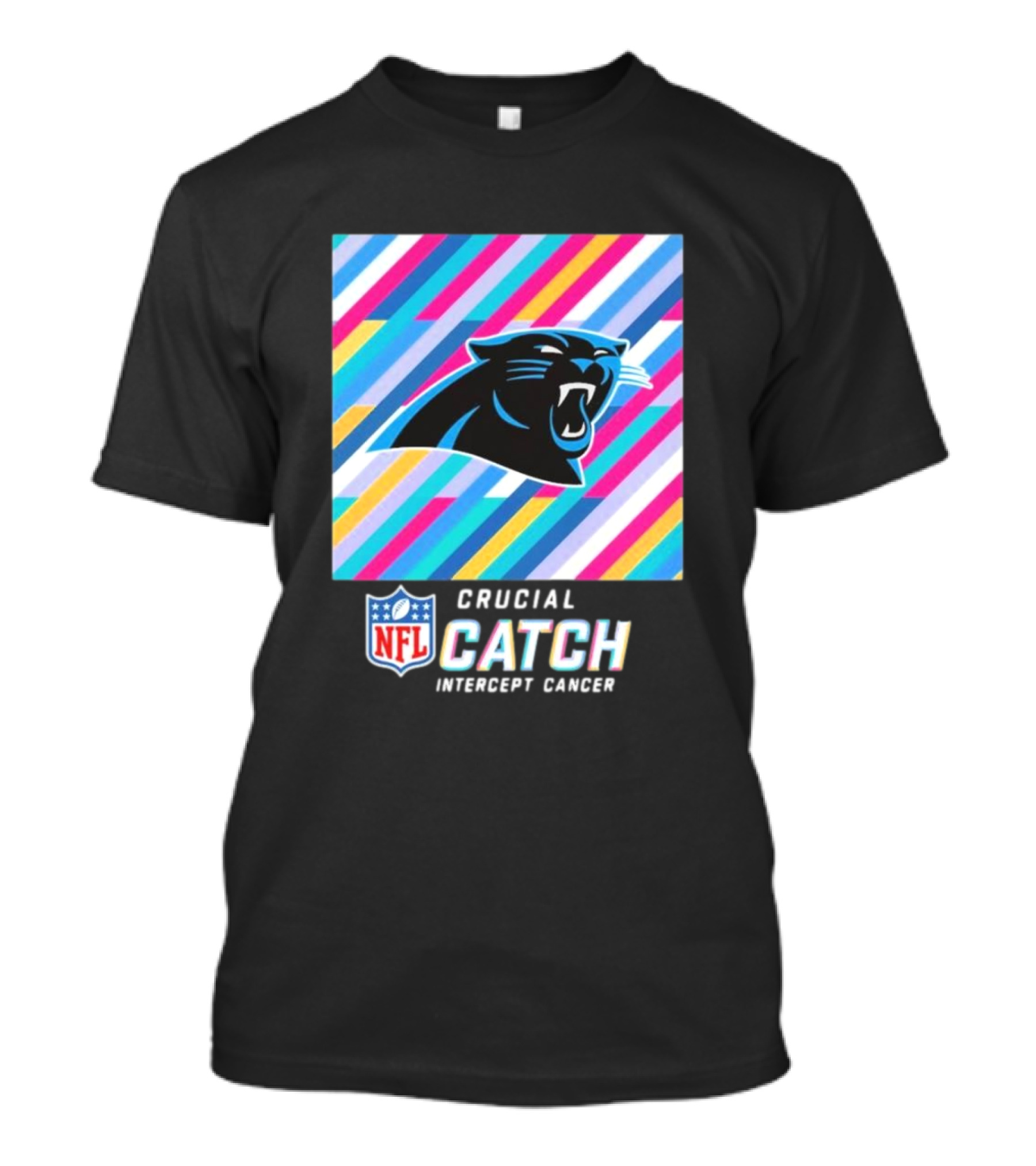 NFL Crucial Catch Intercept Cancer Carolina Panthers 2024 Colorful T-Shirt