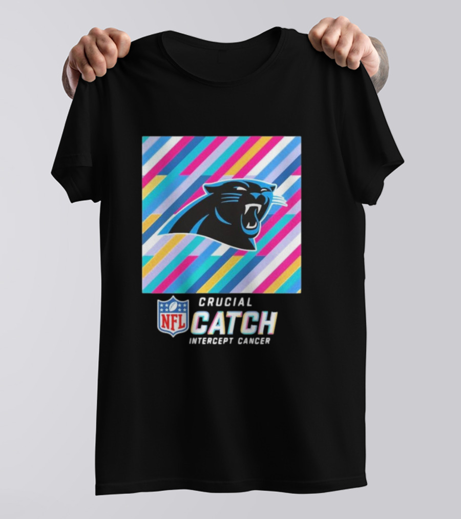 NFL Crucial Catch Intercept Cancer Carolina Panthers 2024 Colorful T-Shirt