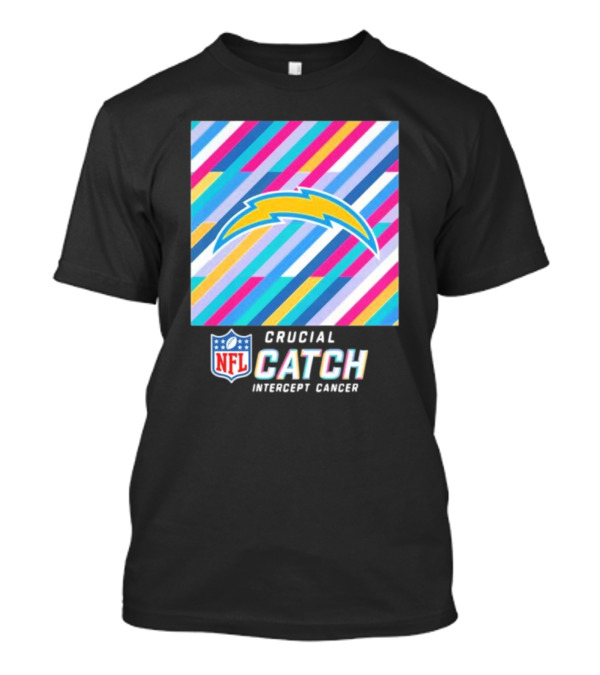 NFL Crucial Catch Intercept Cancer Los Angeles Chargers 2024 Colorful Stripes T-Shirt