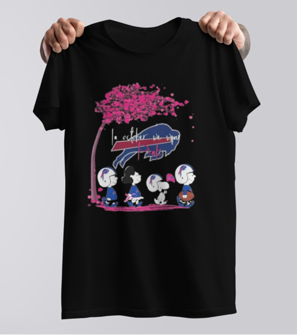 Peanuts Characters Buffalo Bills October Pink T-Shirt