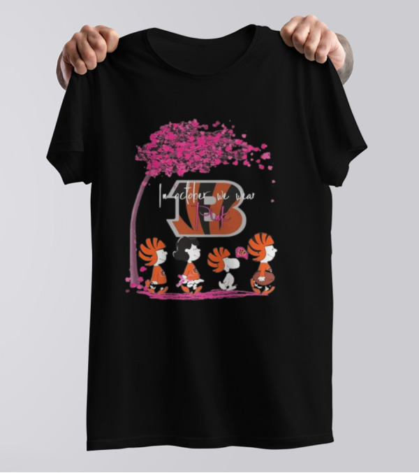 Peanuts Cincinnati Bengals In October We Wear Pink T-Shirt