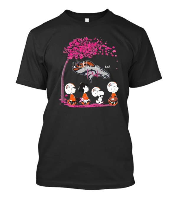 Peanuts Characters Denver Broncos In October We Wear Pink 2024 Football Sports T-Shirt