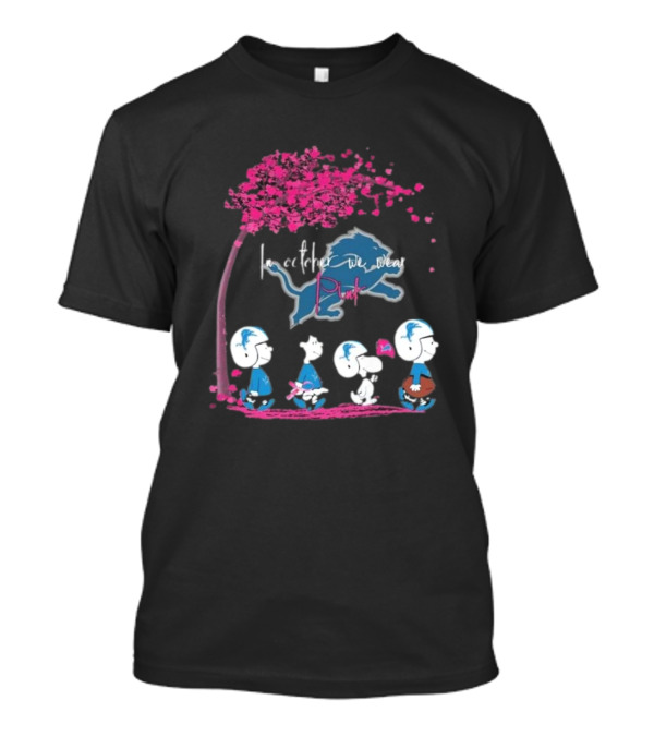 Peanuts Characters Detroit Lions In October We Wear Pink 2024 NFL Collaboration T-Shirt