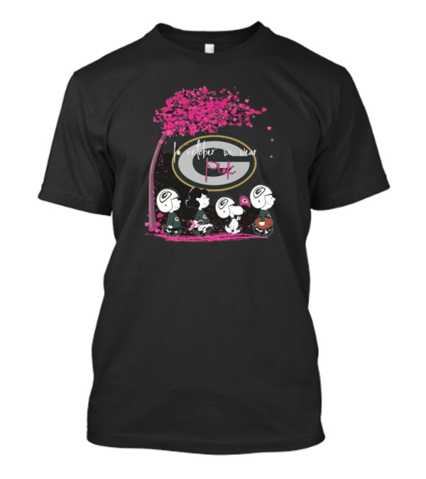 Peanuts Characters Green Bay Packers In October We Wear Pink 2024 Breast Cancer Awareness T-Shirt