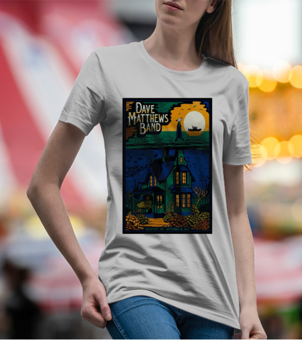 Dave Matthews Band Ocean City MD September 29 2024 Festival Poster House Lighthouse Ship T-Shirt