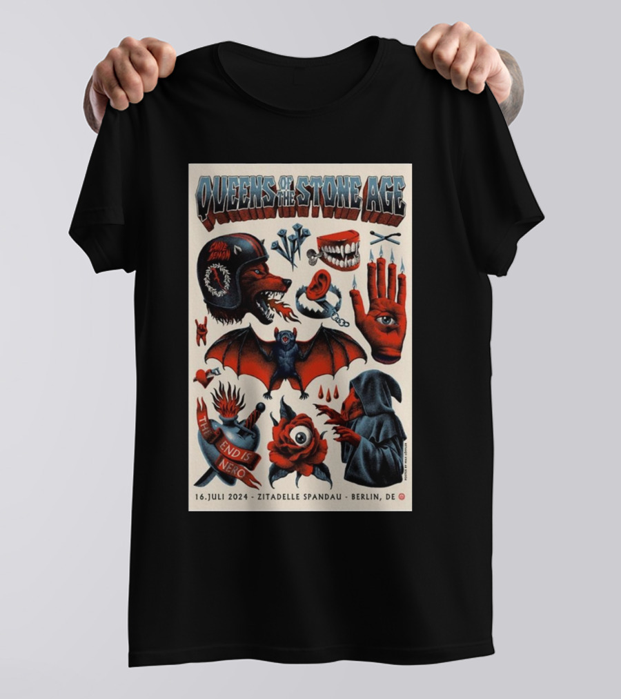 Queens Of The Stone Age 16 Juli 2024 Zitadelle Spandau Berlin DE The End Is Nero Tour T-Shirt