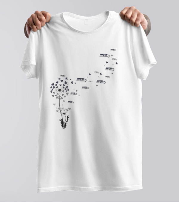 Seattle Seahawks Dandelion With Floral Elements And Team T-Shirt