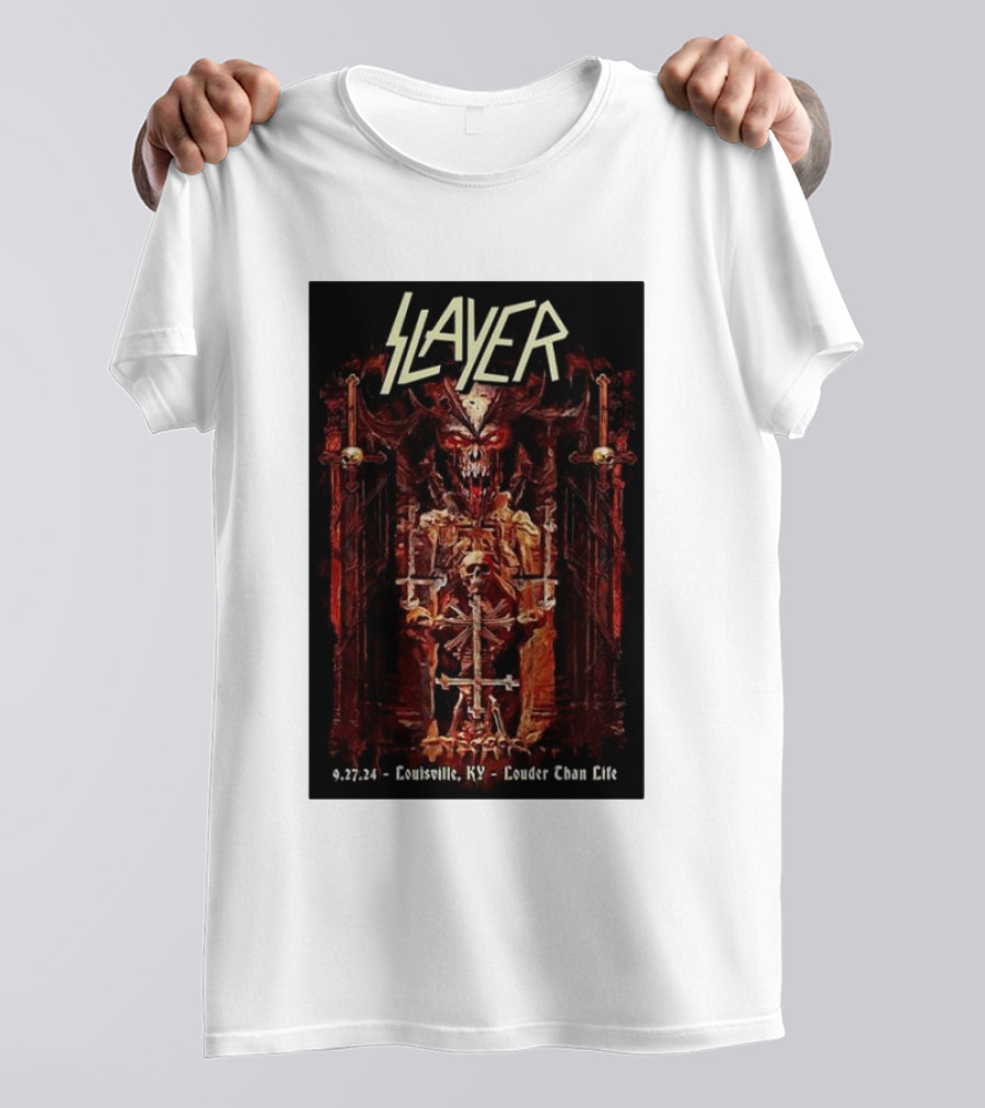 Slayer Louder Than Life September 27 2024 Louisville KY Tour T-Shirt