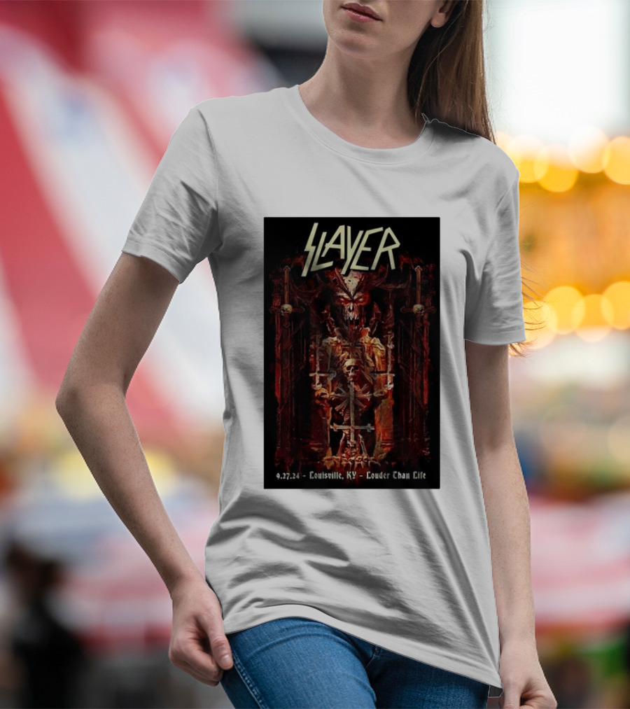 Slayer Louder Than Life September 27 2024 Louisville KY Tour T-Shirt
