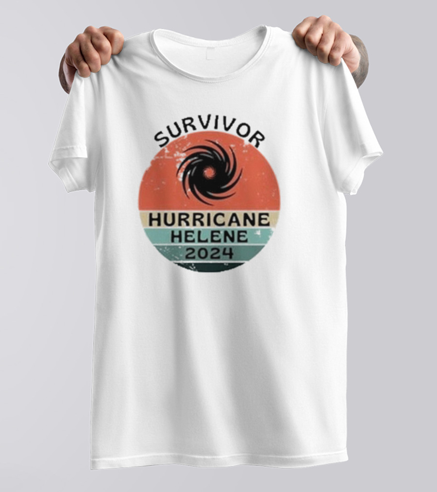 Survivor Hurricane Helene 2024 Vintage Retro Cyclone Badge T-Shirt