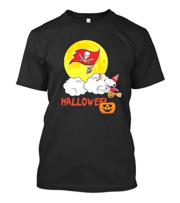 Noopy Tampa Bay Buccaneers NFL Halloween Snoopy Flying Broomstick T-Shirt
