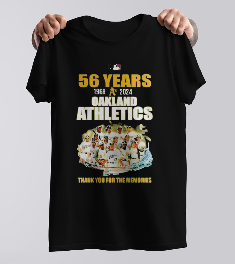 56 Years Oakland Athletics 1968-2024 Thank You For The Memories T-Shirt