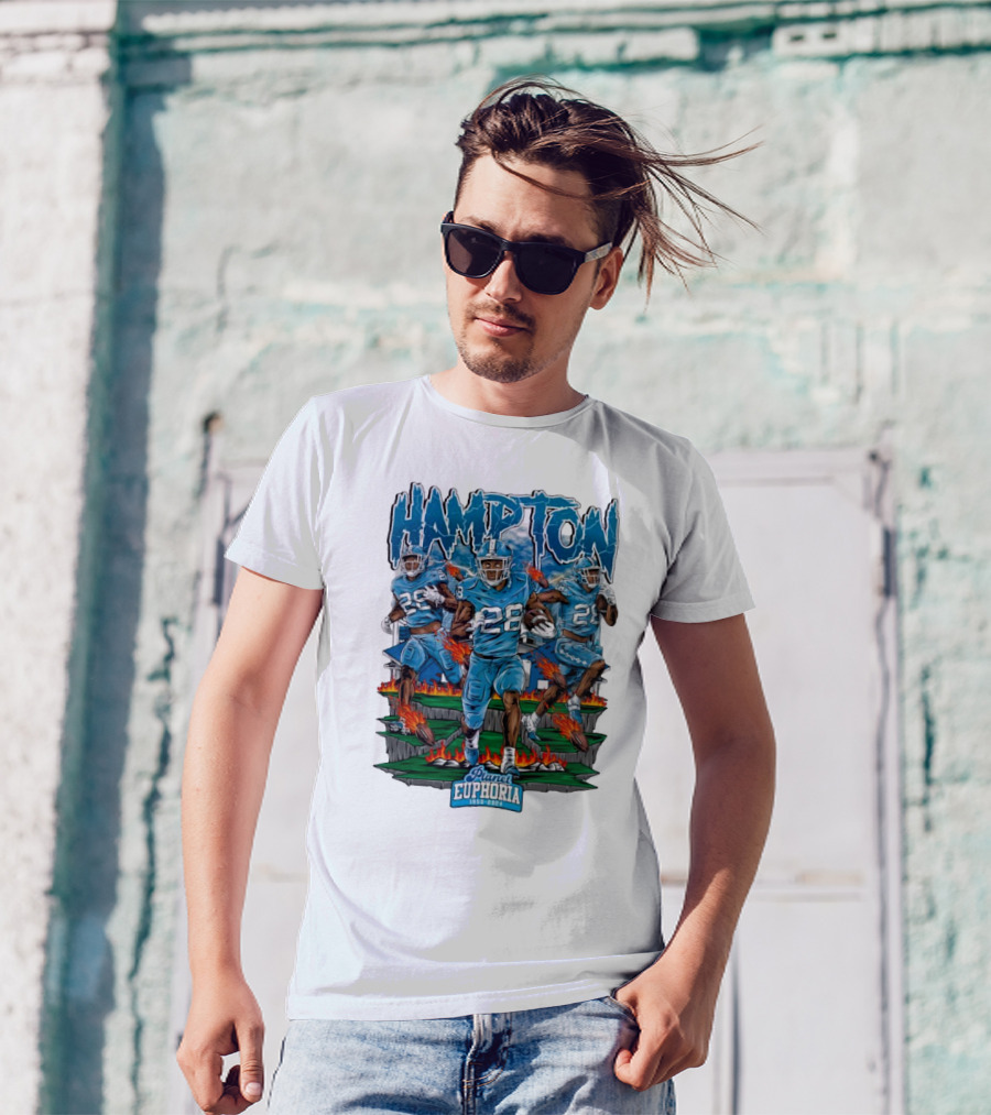 Hampton 28 North Carolina Tar Heels Planet Euphoria Football T-Shirt