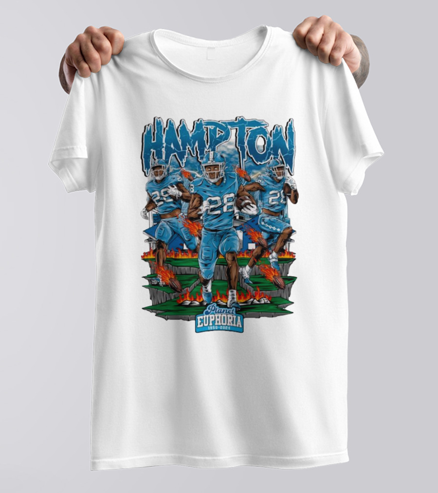 Hampton 28 North Carolina Tar Heels Planet Euphoria Football T-Shirt