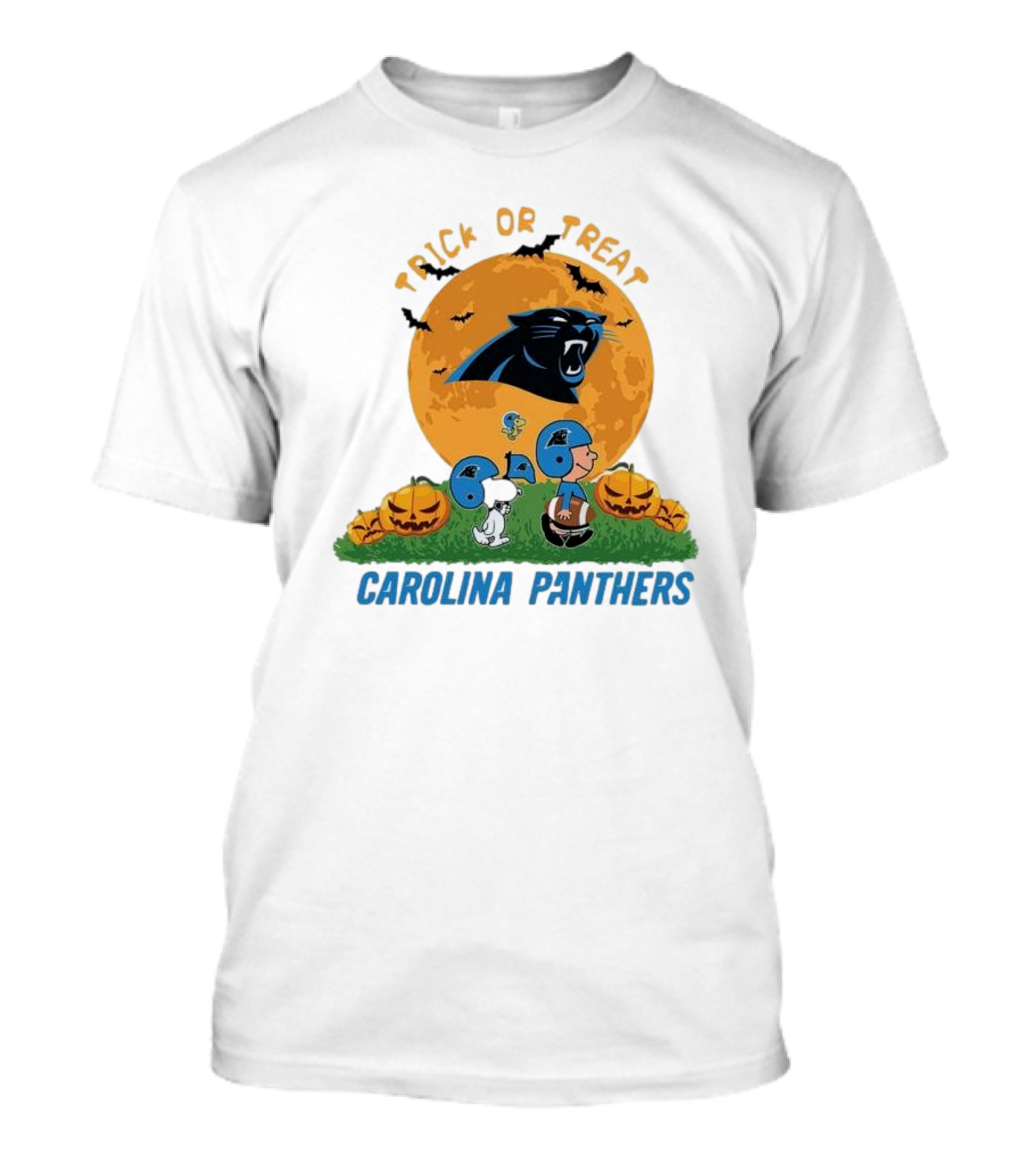 Trick Or Treat Snoopy And Charlie Brown Carolina Panthers Halloween T-Shirt