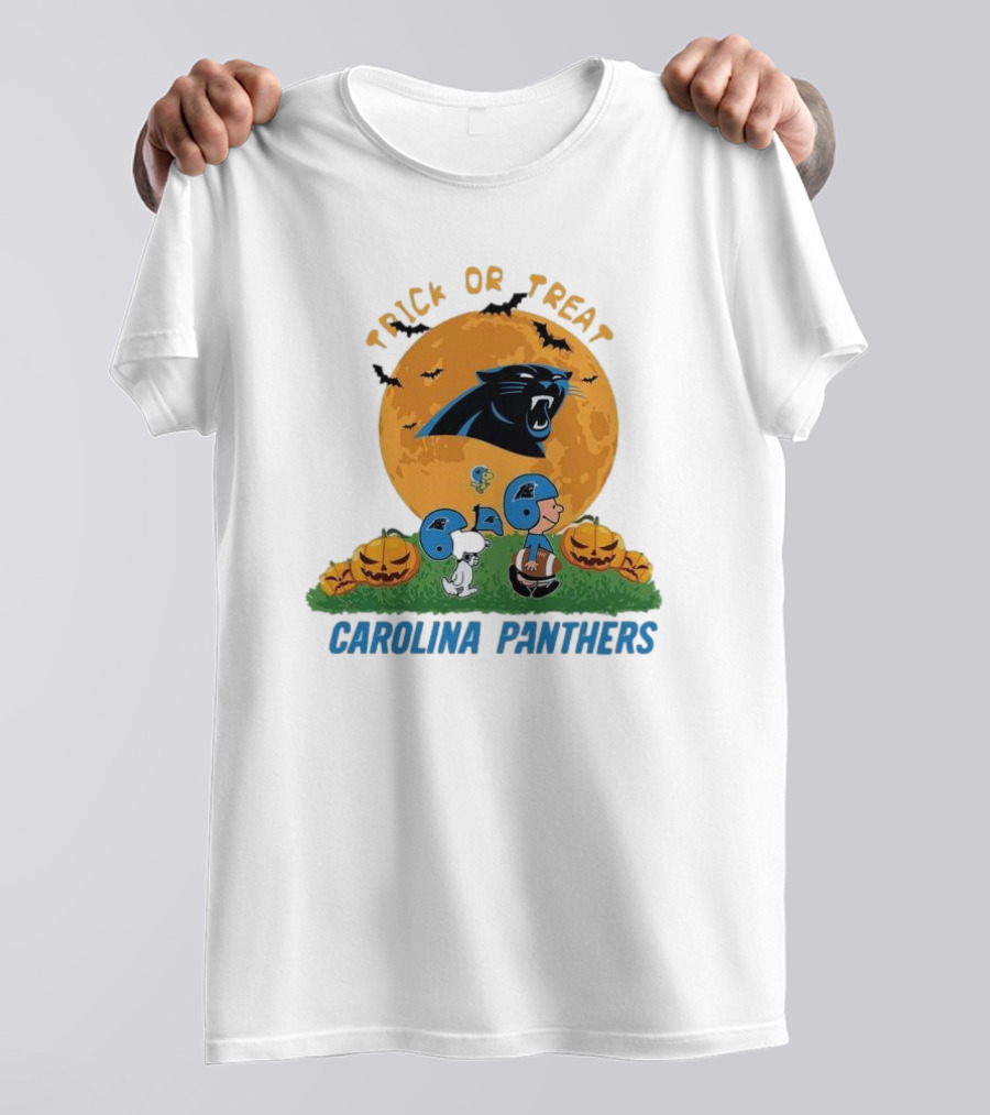 Trick Or Treat Snoopy And Charlie Brown Carolina Panthers Halloween T-Shirt