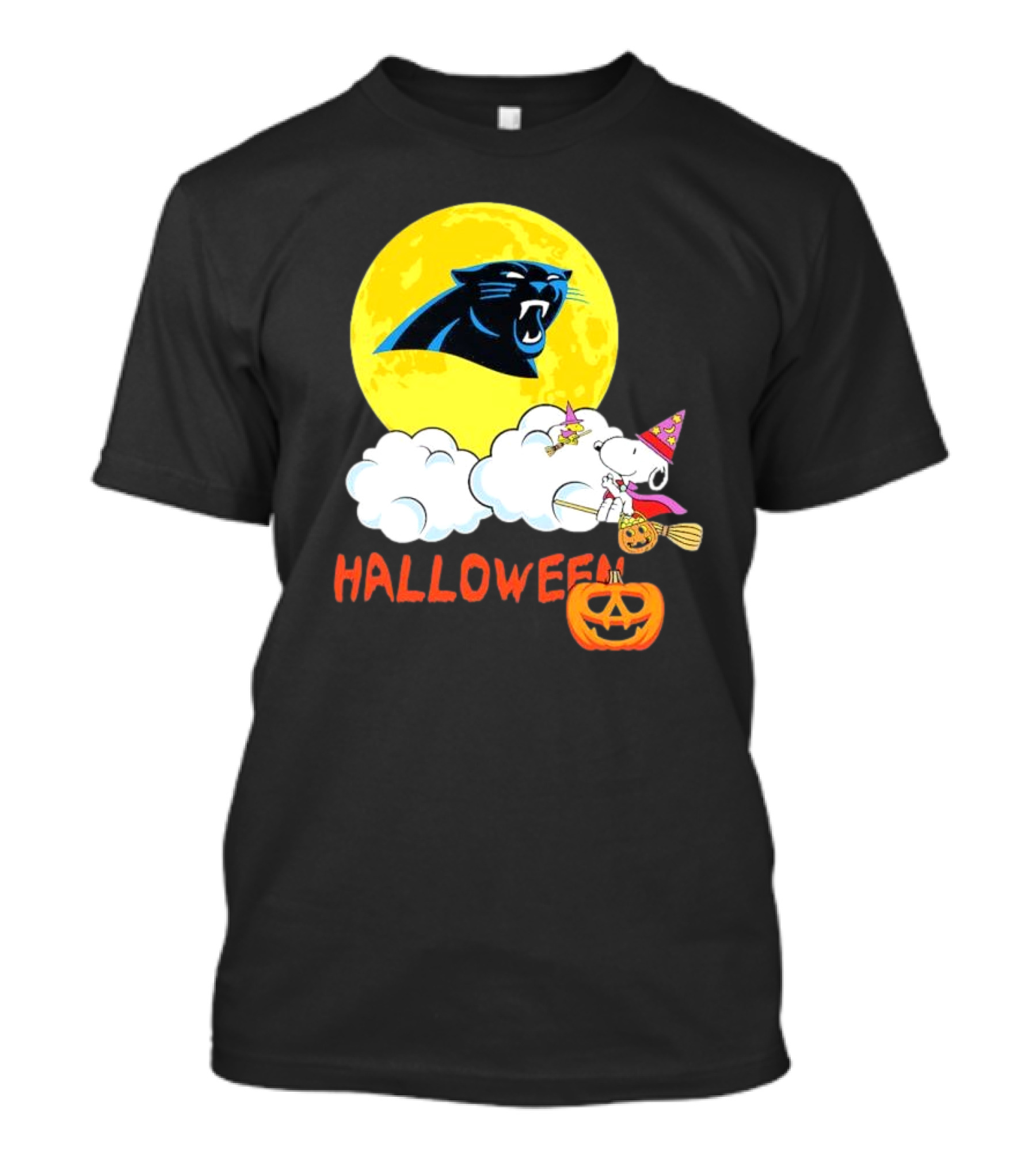 Snoopy Carolina Panthers NFL Halloween 2024 Moon Pumpkin T-Shirt