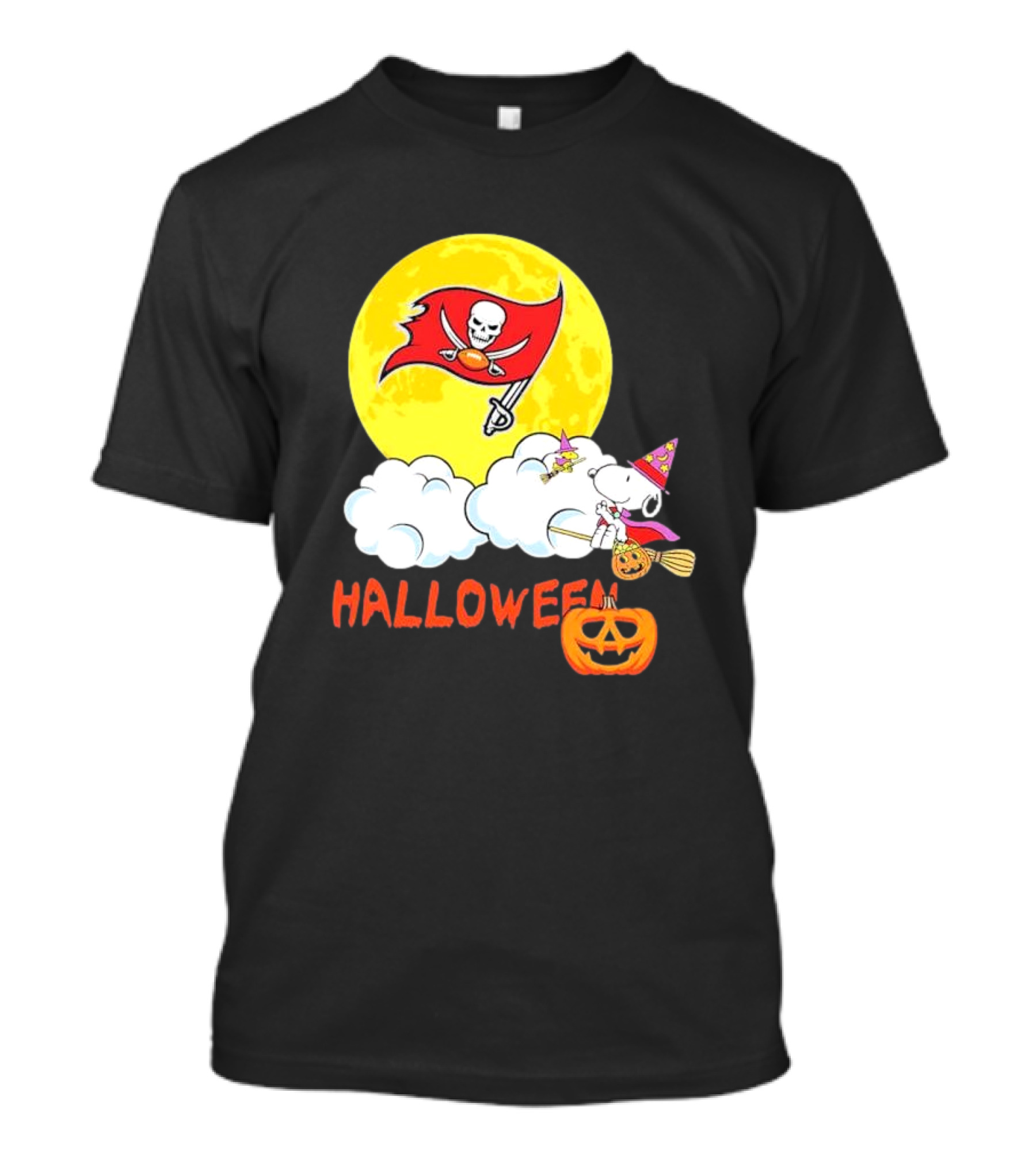 Snoopy Tampa Bay Buccaneers NFL Halloween 2024 Peanuts Moon Jack-O'-Lantern T-Shirt