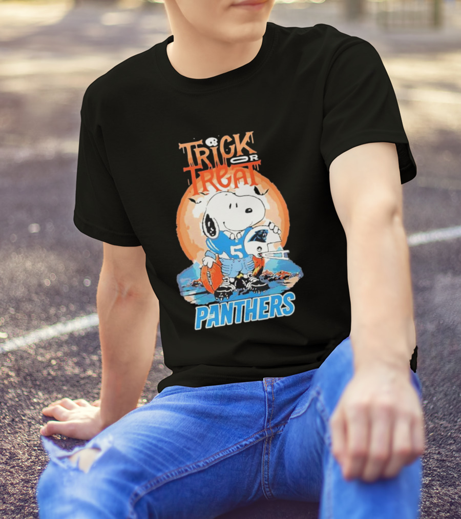 Trick Or Treat Snoopy Panthers Carolina NFL Inspired T-Shirt