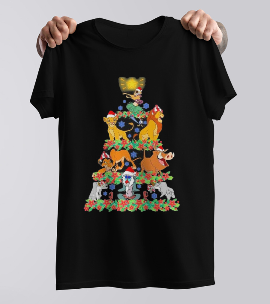 Lion King Characters Christmas Tree Very Merry Xmas Party T-Shirt