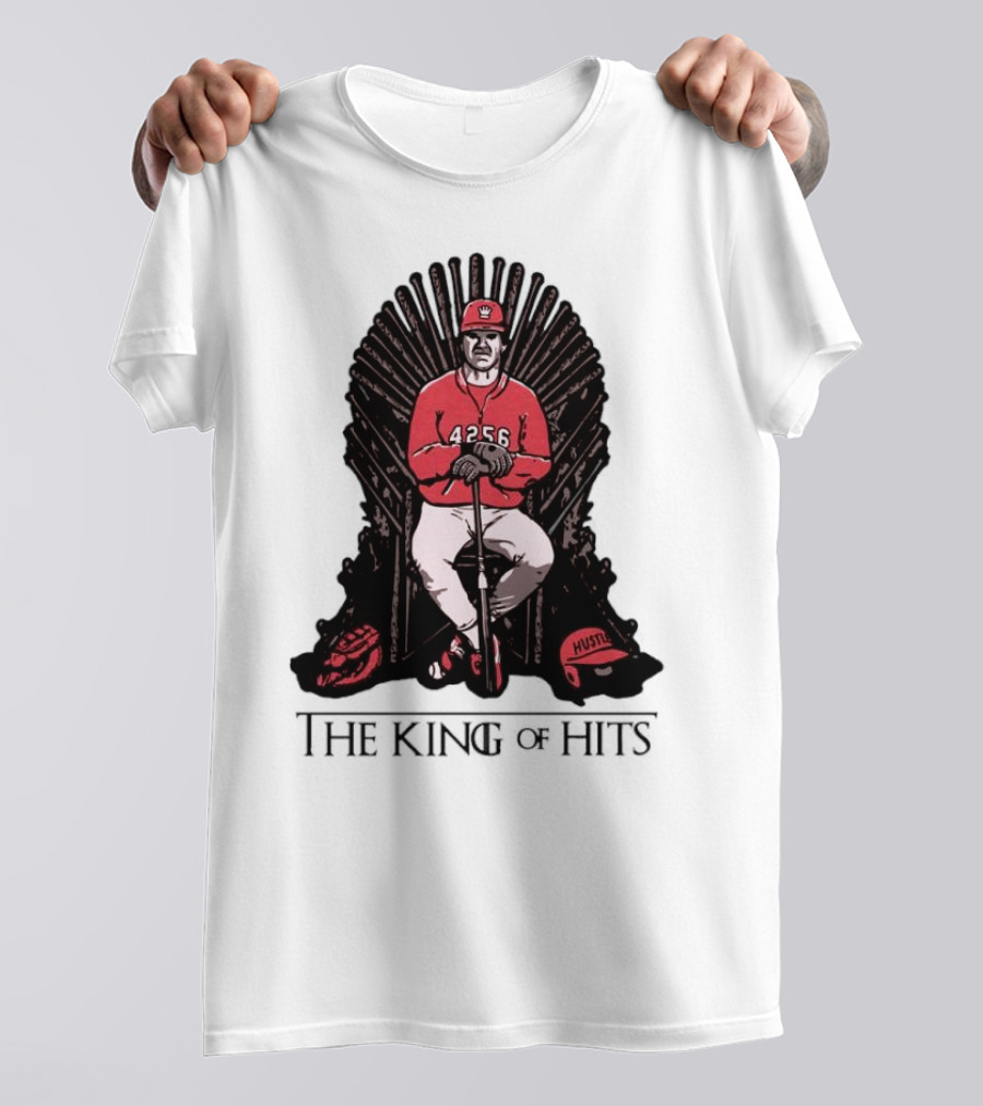 Pete Rose The King Of Hits 4256 Hustle Throne T-Shirt