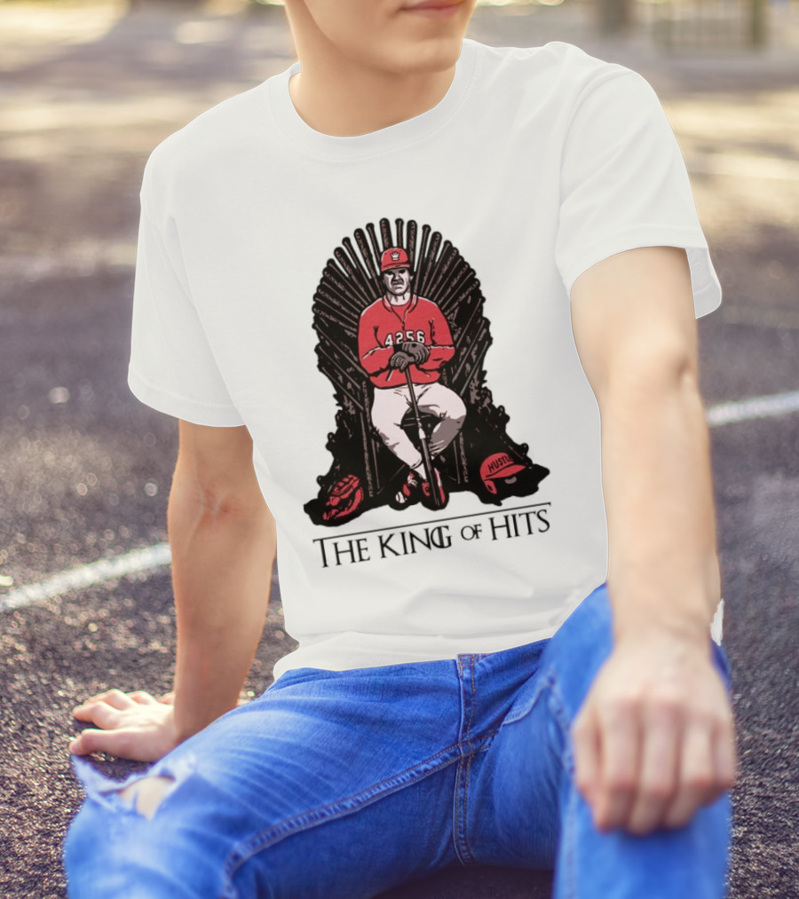 Pete Rose The King Of Hits 4256 Hustle Throne T-Shirt