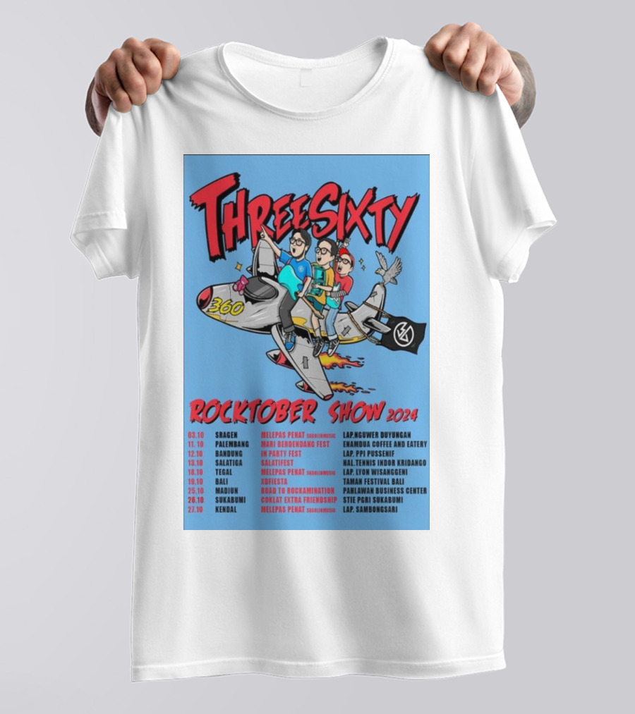 Threesixty Rocktober 2024 Show Skagen To Kendal Tour Dates Robotic Spaceship Band T-Shirt