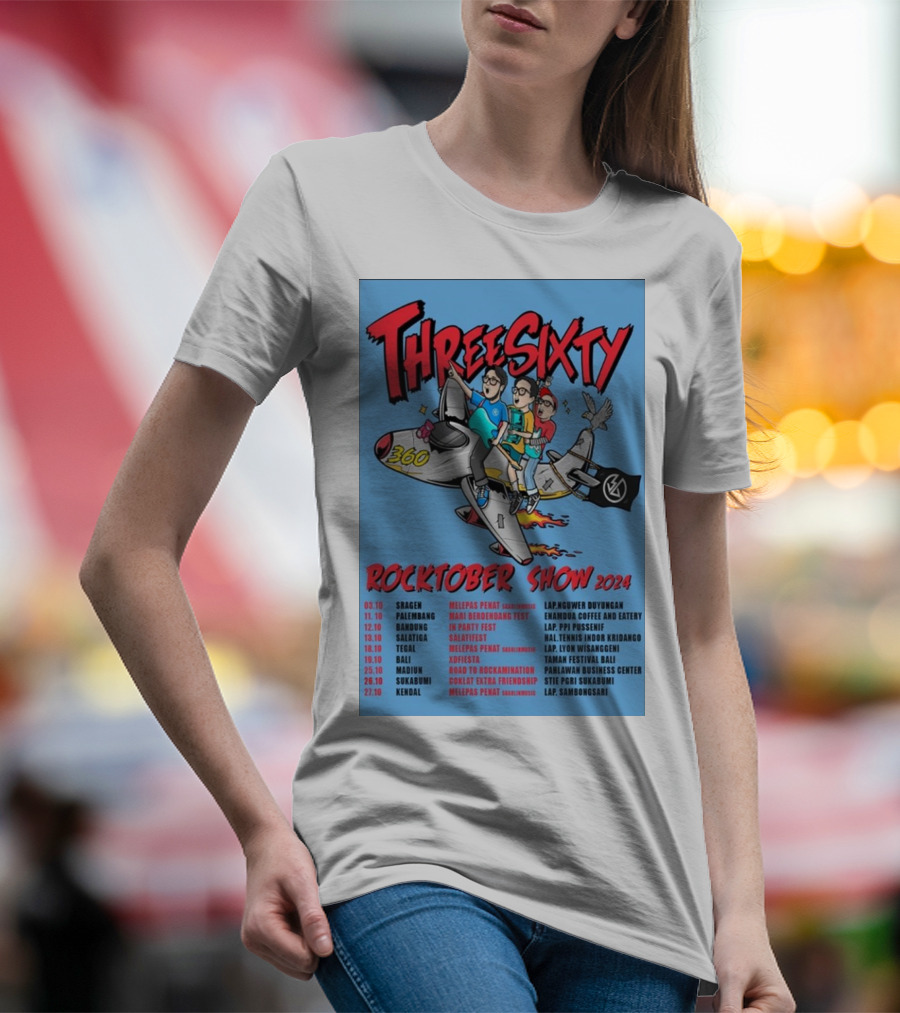 Threesixty Rocktober 2024 Show Skagen To Kendal Tour Dates Robotic Spaceship Band T-Shirt