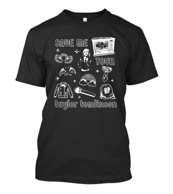 Save Me Tour Taylor Tomlinson Wings Rainbow Grave Microphone Cross T-Shirt