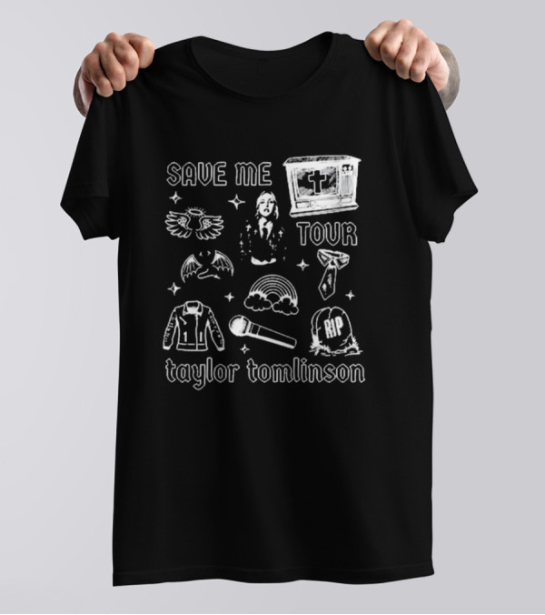 Save Me Tour Taylor Tomlinson Wings Rainbow Grave Microphone Cross T-Shirt