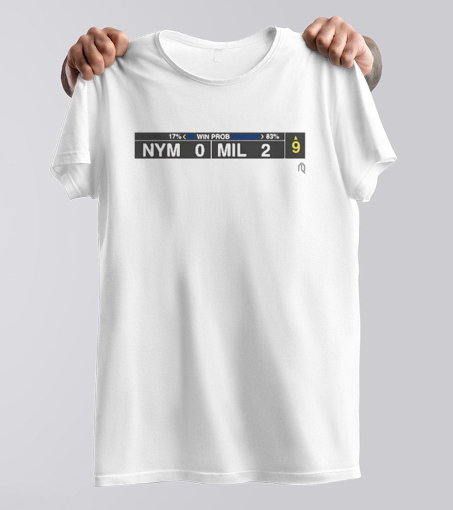 Athletelogos NYM Vs MIL Score Bug Win Probability 0-2 17%-83% T-Shirt