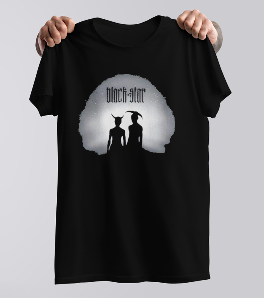 Black Star Two Dark Figures With Horns T-Shirt
