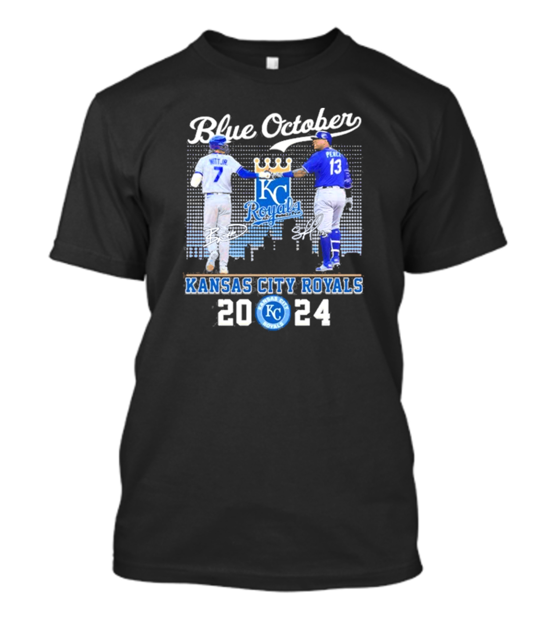 Blue October 7 Witt Jr 13 Perez Kansas City Royals 2024 Royals City T-Shirt