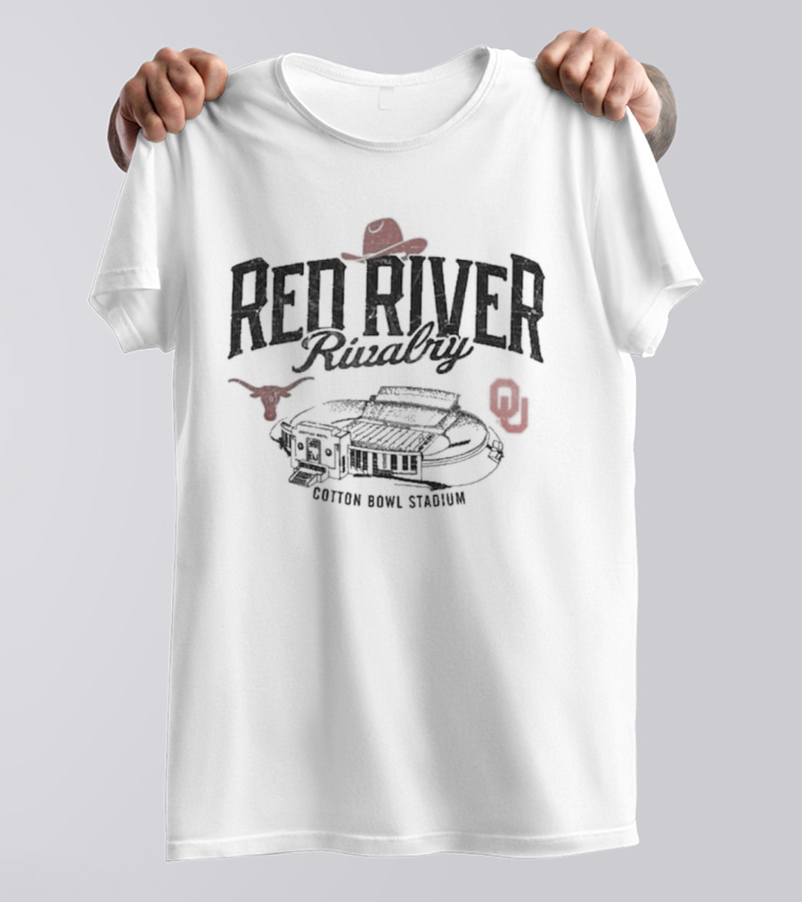 Red River Rivalry Cotton Bowl Stadium Texas Longhorns Oklahoma Sooners Vintage T-Shirt