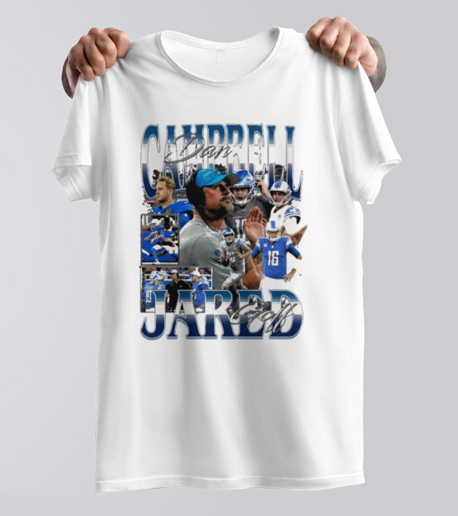 Dan Campbell Jared Goff Detroit Lions NFL Signature Players T-Shirt
