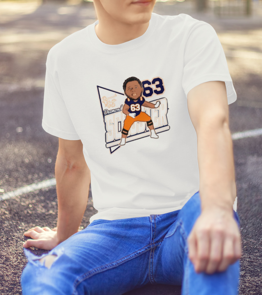 Dezmond Schuster #63 Illinois Fighting Illini Football Caricature Autograph T-Shirt