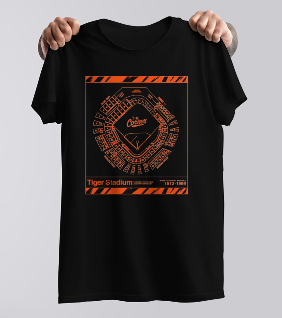 MLB 2024 Detroit Tigers The Corner Tiger Stadium Navin Field Briggs Stadium Home To Detroit Baseball 1912-1999 T-Shirt